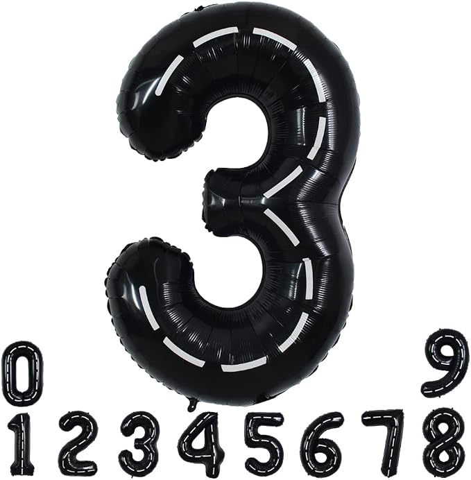 TONIFUL 40 Inch Large Race Car Number 3 Balloon 3rd Birthday Decorations | 3rd by TONIFUL