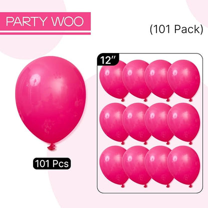 PartyWoo Hot Pink Balloons 101pcs Magenta Fuchsia Color 12 Inch | Balloons - Image 6