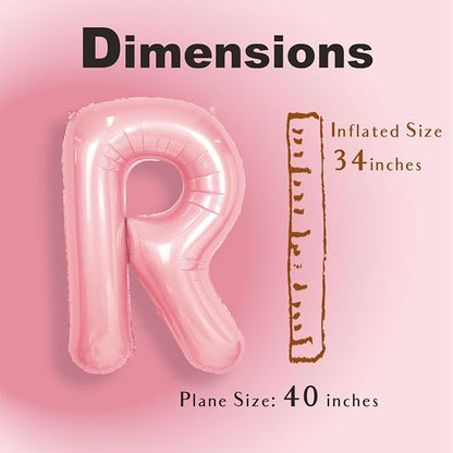 SUWEN 40 Inch Pink Large R Letter Balloons Big Foil Helium A-Z | Jumbo Mylar - Image 2