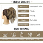 HMD Tousled Updo Messy Bun Hairpiece Hair Extension Ponytail with Elastic Rubber Band Updo Ponytail Hairpiece Synthetic Hair Extensions Scrunchies Ponytail Hairpieces for Women