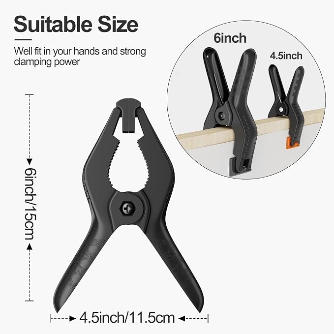 EMART 6 Pack Heavy Duty Spring Clamps, 6 inch Plastic Photo Booth Backdrop - Image 2