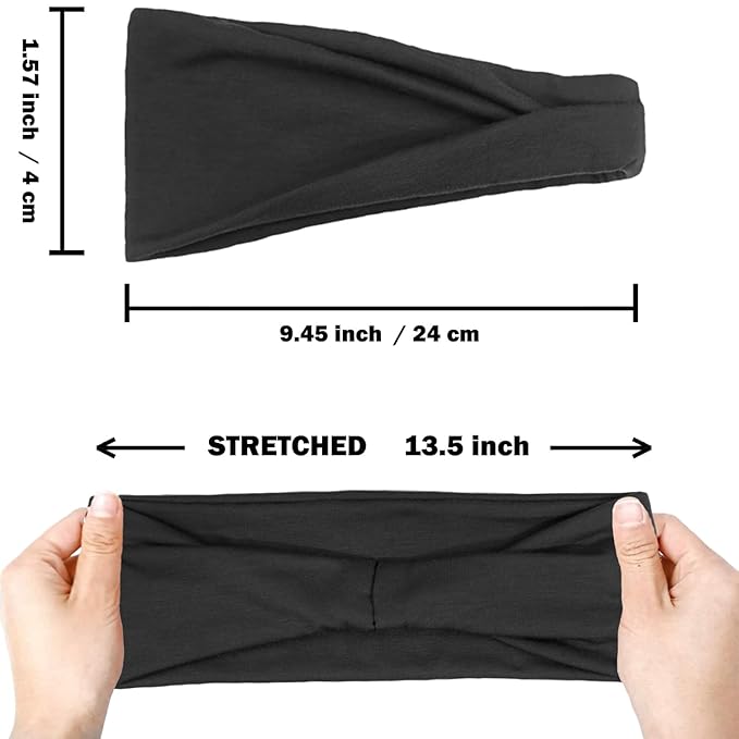 IVARYSS Headbands for Women, Non-Slip, Premium Stretchy Head Bands Hair Accessories,Wear for Yoga, Fashion, Working Out, Travel or Running, 6 Pack, Black White Grey