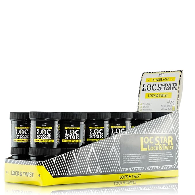 Loc Star Braid & Loc Gel, 3.4 fl oz, 24 pcs | Extreme Hold for Braids, Locs, Twists, Cornrows & Edges | Smooths & Tames Frizz | No Heavy Residue | Long-Lasting | With Aloe Vera