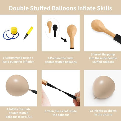 Nude Beige Double Stuffed Balloons Different Size 115Pcs 5/10/12/18" Tan - Image 3