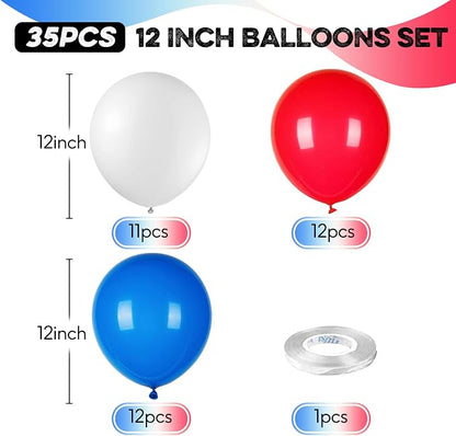 Blue Red White Balloons, 12 Inch Dark Blue Matt Red and Ivory Latex Helium - Image 2