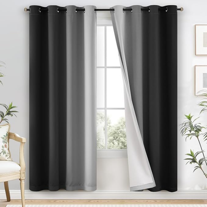 Yakamok 100% Blackout Curtains Ombre Black Curtains by Yakamok