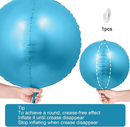 12Pcs Light Blue Round Foil Balloons, Metallic Pearl Blue Foil Balloon - Image 7