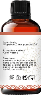 Grapefruit Essential Oil Pure Organic for Diffuser Skin Hair - 1 Oz