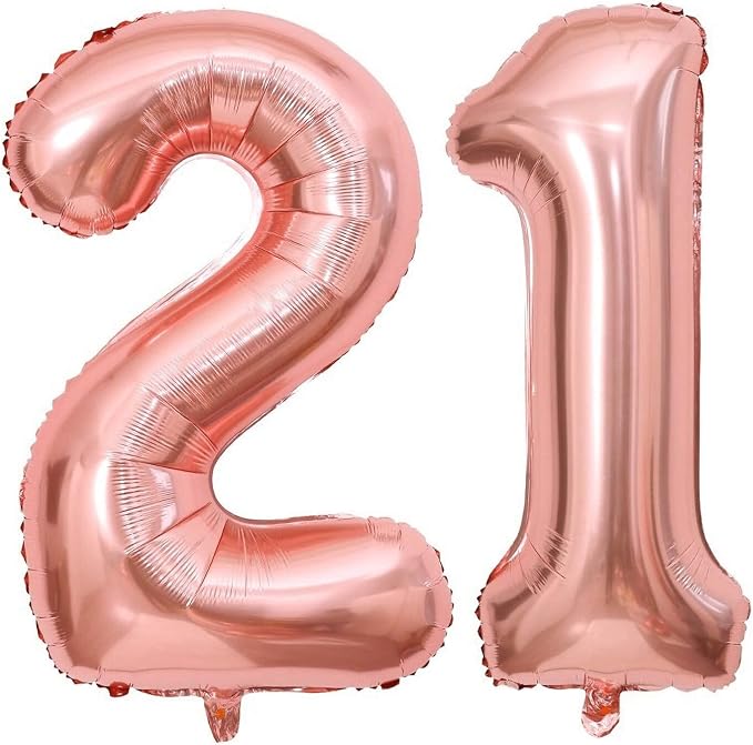 40 Inch Rose Gold 21 Number Balloons Giant Jumbo Huge 12 or 21 Foil Mylar by LHOAVWE