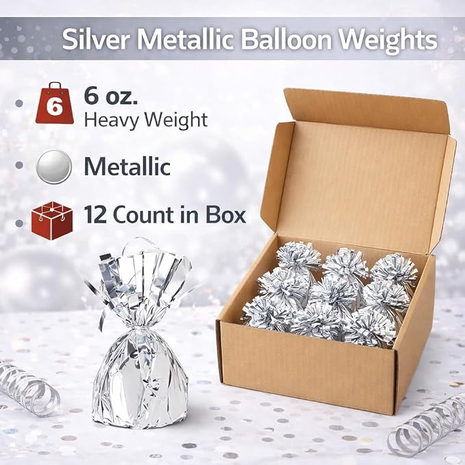 Metallic Plastic Wrapped Balloon Weights Party Decorations 12 Pcs - Image 4