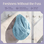 Premium Shower Cap for Women - 1000+ Showers, 100% Waterproof, Double-Sided, Large Shower Cap For Long Hair & Great For Curls (Anti-Frizz Terry Cloth Lining) (Sky Blue)