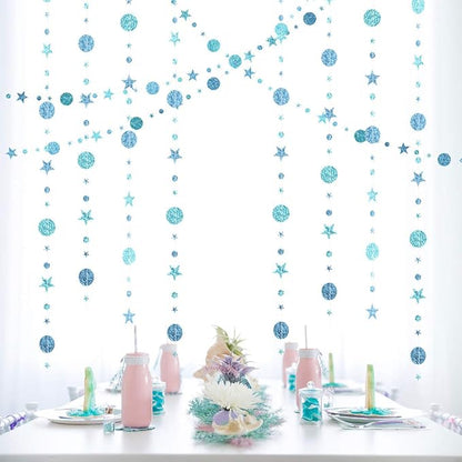 Blue Party Decoration Blue Star Circle Dot Hanging Garland Hanging Streamer by Eeatour