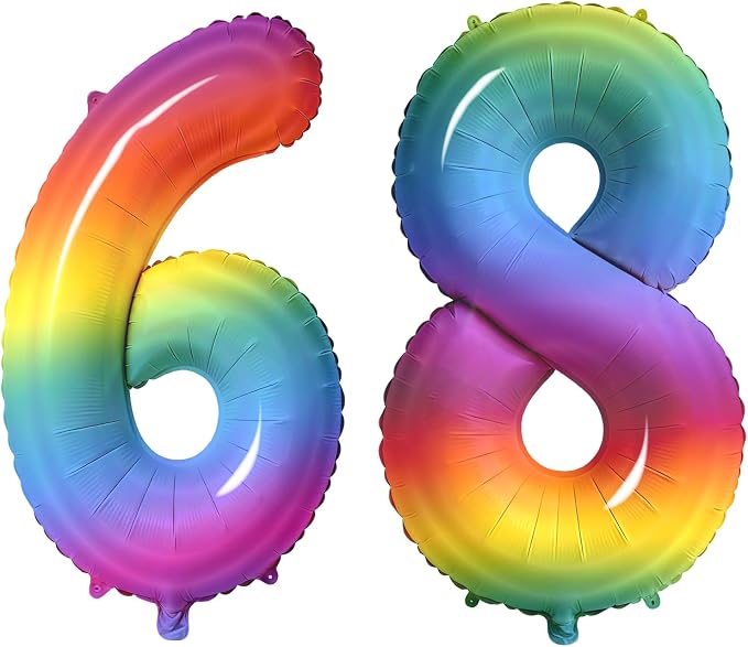 Number 68 Balloons for 68th Birthday Party Decorations, 0-100 Large No.68 by Joycard