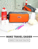 GOX Small Travel Toiletry Bag, Dopp Kit Case For Men, Multifunction Organizer Pouch (Orange/Grey)