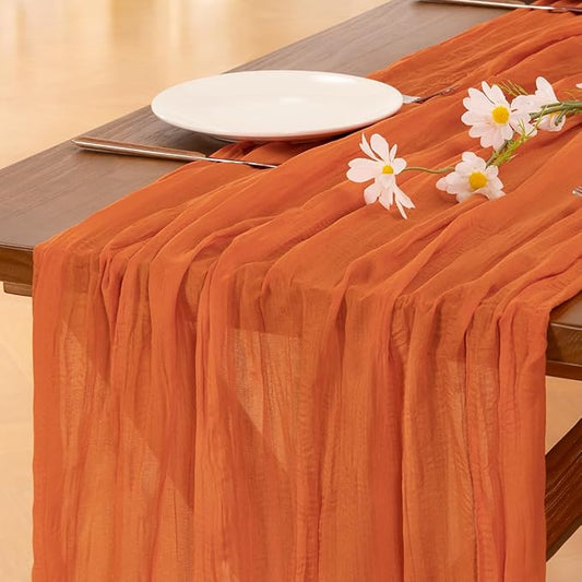 Cheesecloth Table Runner Summer Boho Wedding Birthday Party Home Decor | Orange by Socomi