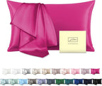 Mulberry Silk Pillow Cases for Hair and Skin Queen Size Silk Pillowcase with Zipper Soft Breathable Smooth Cooling Satin Silk Pillow Covers for Sleeping (Hot Pink,20"X 30",1Pcs)