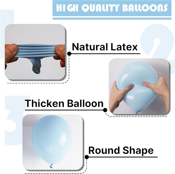 PartyWoo Baby Blue Balloons 100pcs Light Pastel Sky Aqua Blue Color | Balloons - Image 7