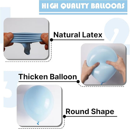 PartyWoo Baby Blue Balloons 101pcs Light Pastel Sky Aqua Blue Color | Balloons - Image 7