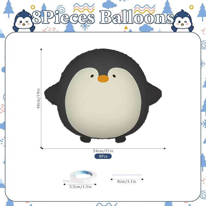 8PCS Cute Penguin Balloons Set, Large 21" Penguin Foil Balloons - Image 2