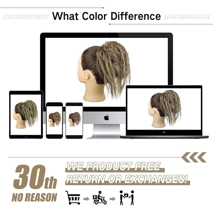 HMD Tousled Updo Messy Bun Hairpiece Hair Extension Ponytail with Elastic Rubber Band Updo Ponytail Hairpiece Synthetic Hair Extensions Scrunchies Ponytail Hairpieces for Women