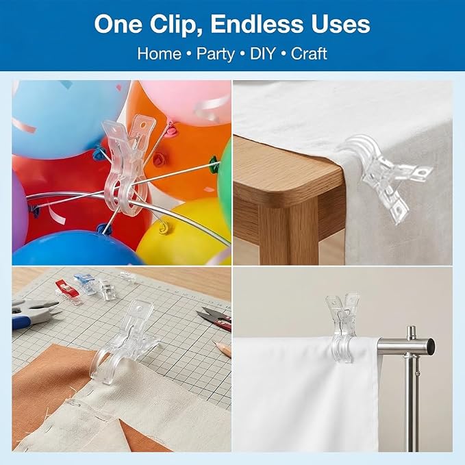 10 Pack Balloon Arch Clips, 3.5 Inch Plastic Transparent Backdrop Balloon Clamps - Image 3
