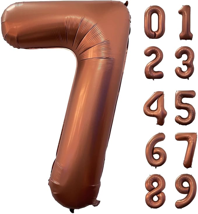 40 Inch Coffee Brown Number 7 Balloon Large Size Jumbo Digit Mylar Foil Retro by Lovoir