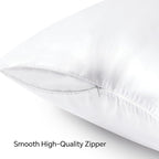 BEDELITE Satin Pillowcase with Zipper, White Pillow Cases Queen Size Set of 2, Super Soft and Cooling Similar to Silk Pillow Cases, Gift for Women Men(20x30 Inches)
