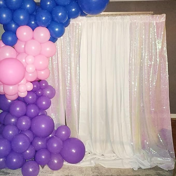 Poise3EHome White Iridescent Sequin Backdrop Curtains, 4 Panels 2FTx8FT Glitter - Image 5
