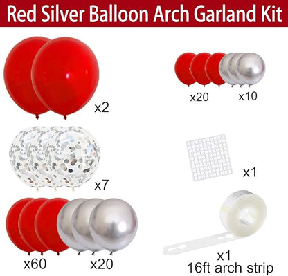Red Silver Balloon Garland Arch Kit - Image 3