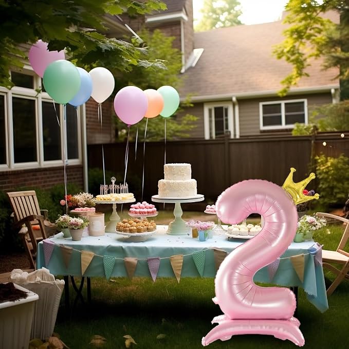 42 Inch Crown Pink Number Balloon, Number 4 Balloon - Image 3