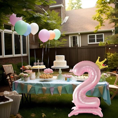 42 Inch Crown Pink Number Balloon, Number 4 Balloon - Image 3