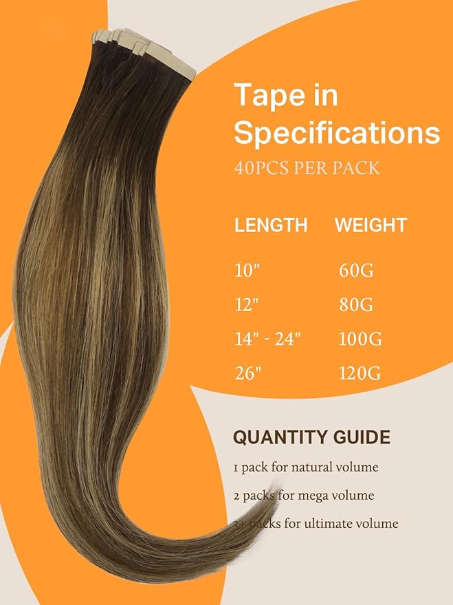 DOORES Tape in Hair Extensions Human Hair, Balayage Chocolate Brown to Caramel Blonde 18 Inch 100g 40pcs, Hair Extensions Tape in Seamless Straight Real Remy Hair