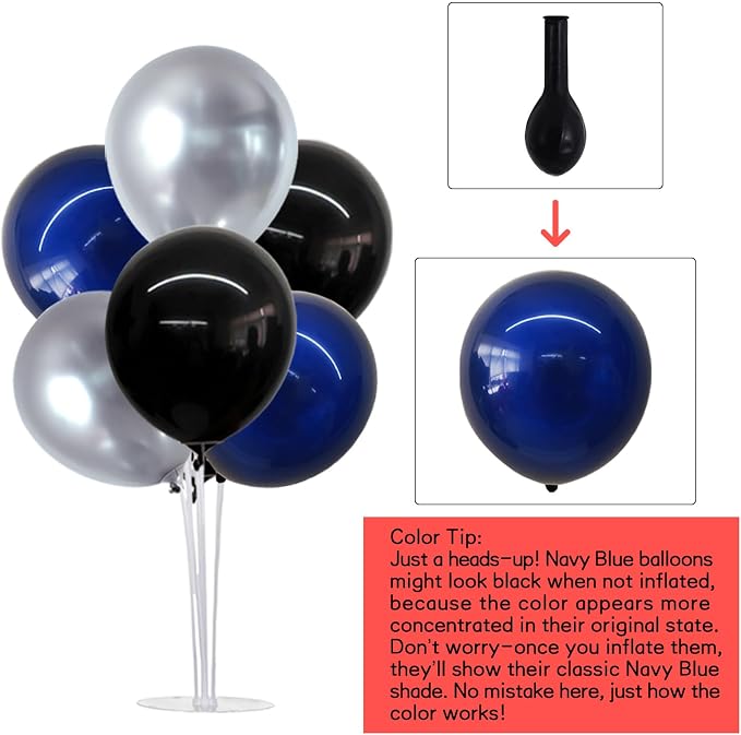 TONIFUL 4Set Black Blue Silver Balloon Stand Balloon Centerpieces - Image 2