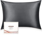 Adubor 100% Silk Pillowcase - Mulberry Silk Pillow Cases, 23 Momme 6A Grade Fibers, Silk Pillow Case for Hair and Skin Health, with Hidden Zipper (Queen 20''x30'', Space Gray, 1PC)