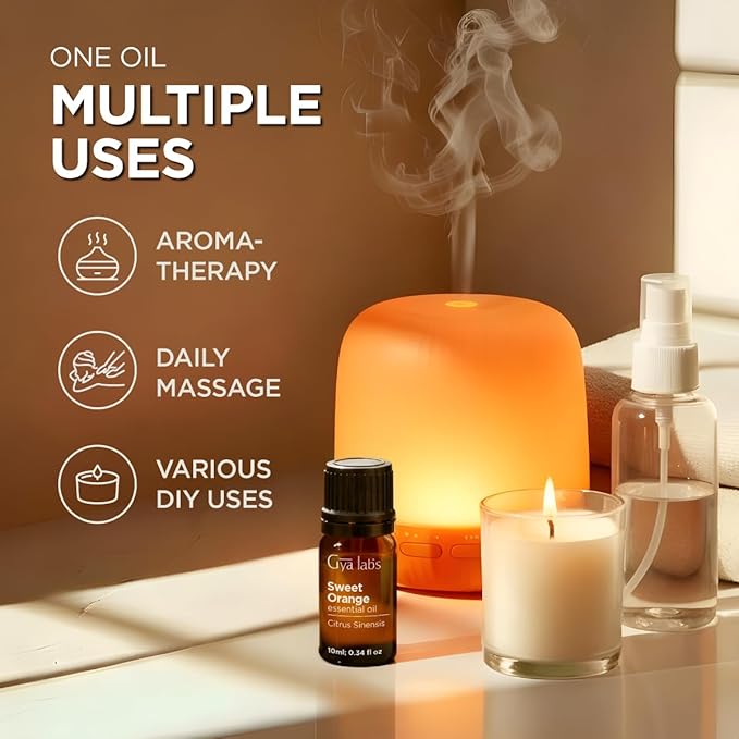 Gya Labs Orange Essential Oil - 0.34 Fl Oz - for Hair, Skin, Diffuser, Aromatherapy & DIY Candle Making Scent
