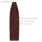 Lacer Tape in Hair Extensions Human Hair Wine Red 24 Inches 20pcs 50 Grams Per Pack Burgundy Straight Tape in Real Human Hair Extensions Hair Pieces