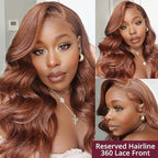 AMIRTY 200% Density Orange Ginger Lace Front Wigs Human Hair 13X4 HD Transparent Lace Front Wig Pre Plucked with BabyHair Chestnut Brown #33 Human Hair Wigs For Women Glueless Wigs