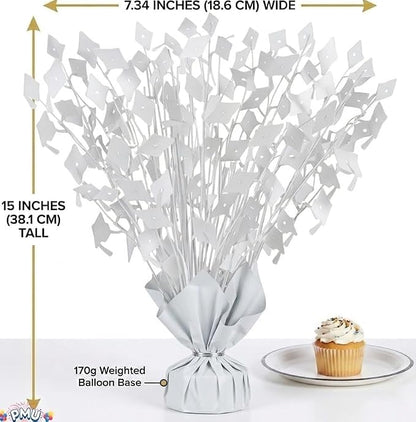 PMU 3 Pcs White Graduation Balloon Weights, Graduation Centerpieces - Image 2