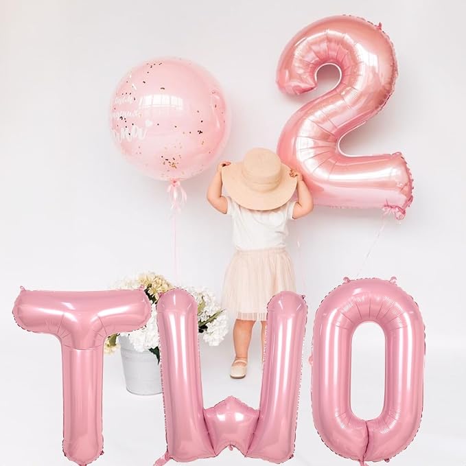 40 Inch Pastel Pink TWO Letter Balloons, Light Pink TWO Balloon Letters - Image 6