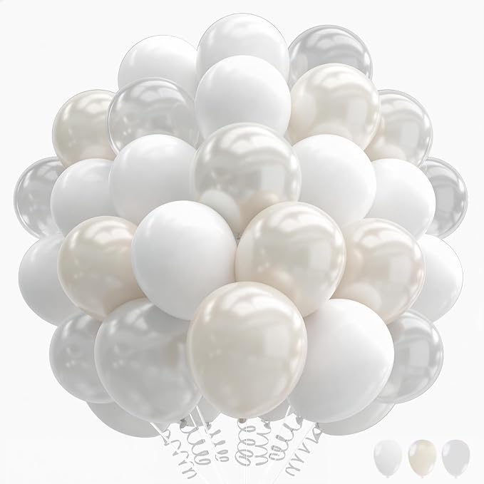 160Pcs 12 Inch White Pearl White Clear Latex Balloons Kit, Bride Balloons Arch by PAXILE