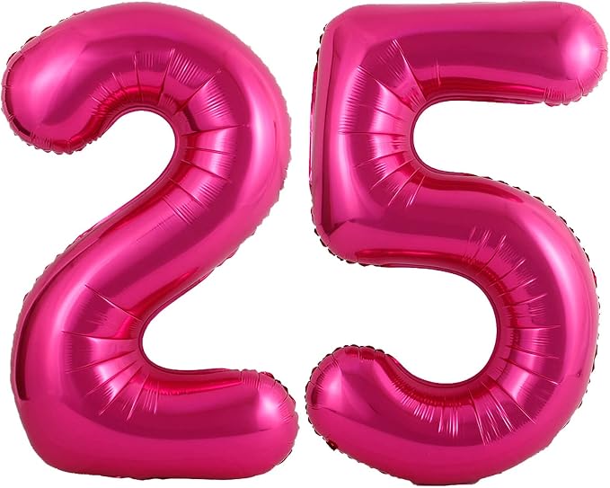 40 Inch Hot Pink 25 Number Balloons Giant Jumbo Huge 25 or 52 Foil Mylar Helium by LHOAVWE
