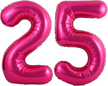 40 Inch Hot Pink 25 Number Balloons Giant Jumbo Huge 25 or 52 Foil Mylar Helium by LHOAVWE