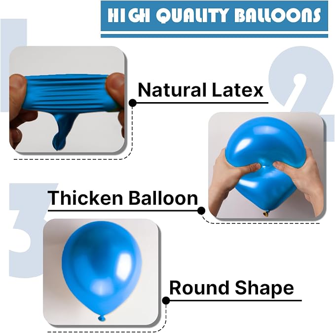 PartyWoo Metallic Blue Balloons 50pcs Chrome Blue Color 12 Inch | Balloons - Image 7