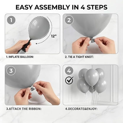 40pcs Gray Balloons 12 Inch, Helium Matte gray Latex Balloons | Balloons - Image 3