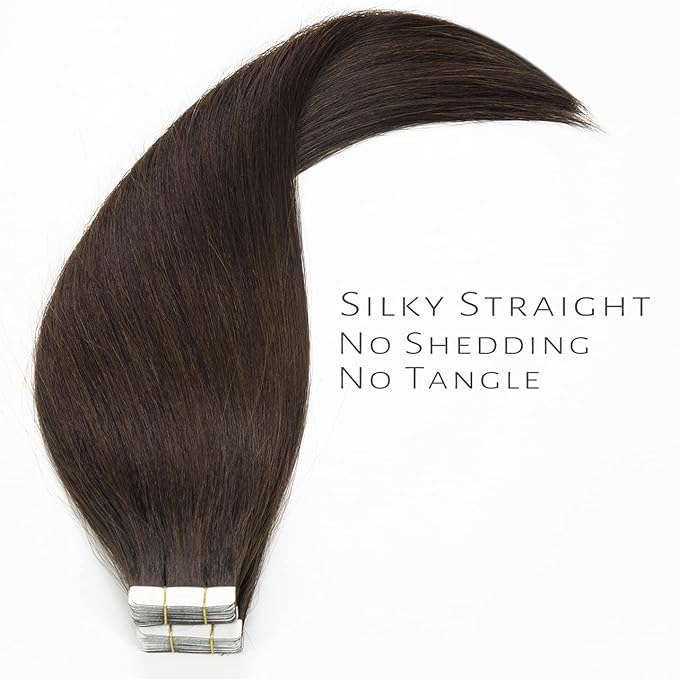 Lacer 16 Inch Tape in Extensions Real Human Hair Light Dark Brown Invisible Hair Extensions Tape in Remy Human Hair 50 Grams 20 Pieces