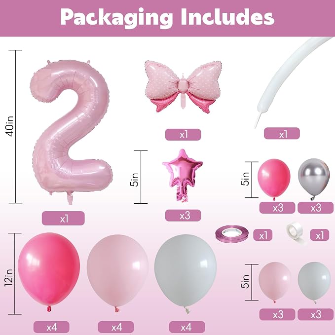 40 Inch Pink Number 2 Balloon for 2nd Birthday Decoration Pastel Baby Pink - Image 2