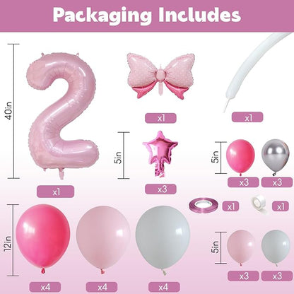 40 Inch Pink Number 2 Balloon for 2nd Birthday Decoration Pastel Baby Pink - Image 2