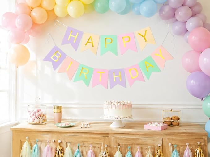 Letjolt Macarone Happy Birthday Banner Party Signs 13 Pcs | Colorful Funny - Image 3