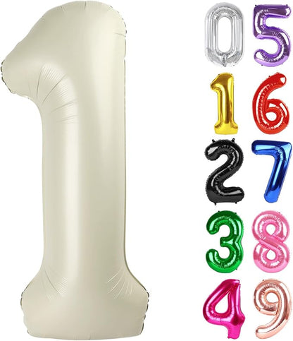 Cream Number 1 Balloon 40 Inch, 1st Birthday Party Decorations Men Women | Foil by IWERP