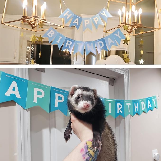 Happy Birthday Banner With Shiny Gold Letters, Swallowtail Design Hanging Signs - Image 4